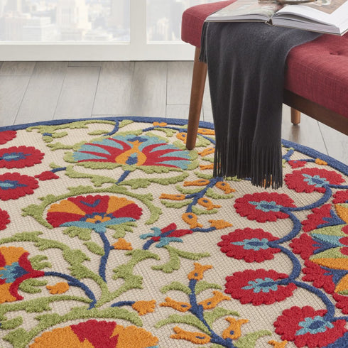 Red and Multicolor Indoor Outdoor Runner Rug